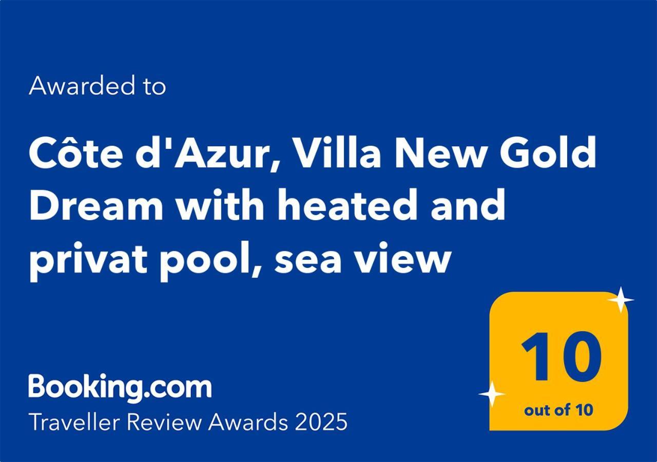 Côte d'Azur, Villa New Gold Dream with heated&privat pool, sea view Le Rouret Exterior foto